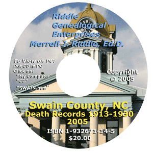 Swain County, North Carolina, Death Records, Vol. I, 1913-1930
