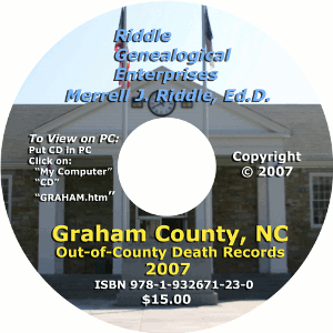 Graham County, NC, Death Records, Out-of-County Deaths, 1978-2004